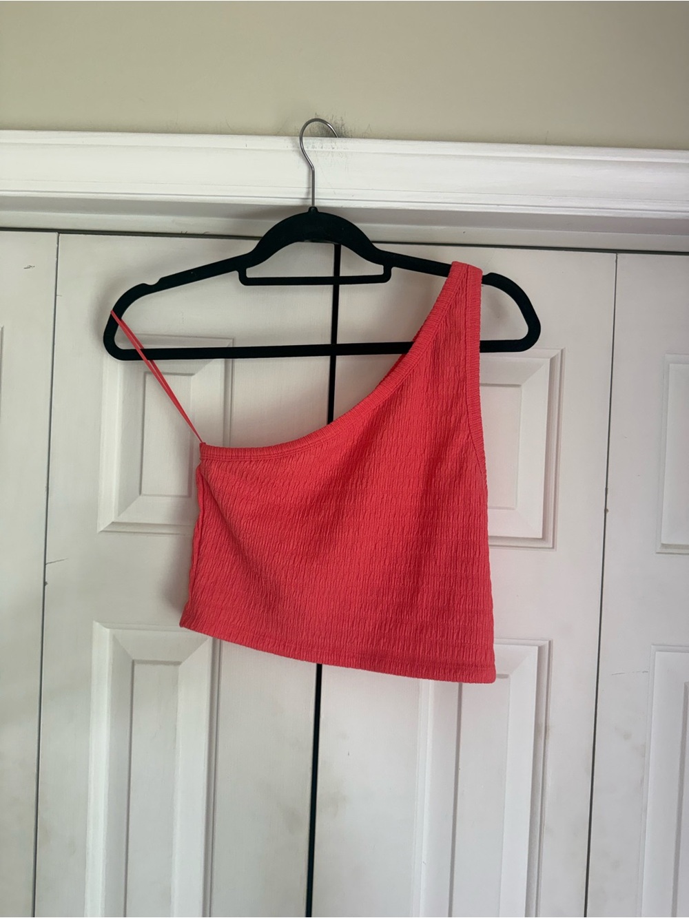 American Eagle Women’s Pink One Shoulder Cropped Top Boho Summer Tank Size Large